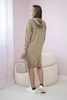 Dress with a hood and longer back camel