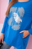 Women's blouse with pockets and decorative print cornflower blue