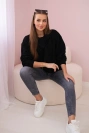 Baumwollbluse mit Schleife schwarz