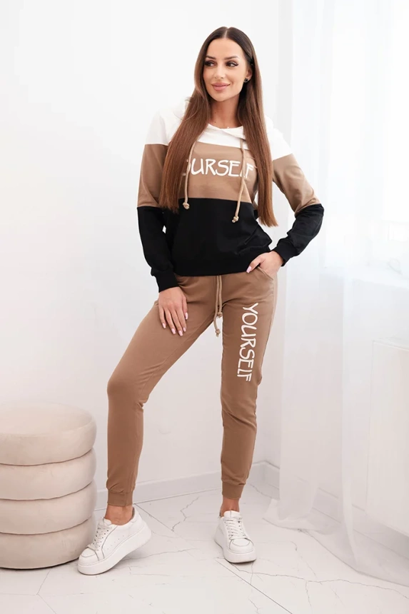 Set with print Yourself ecru+camel