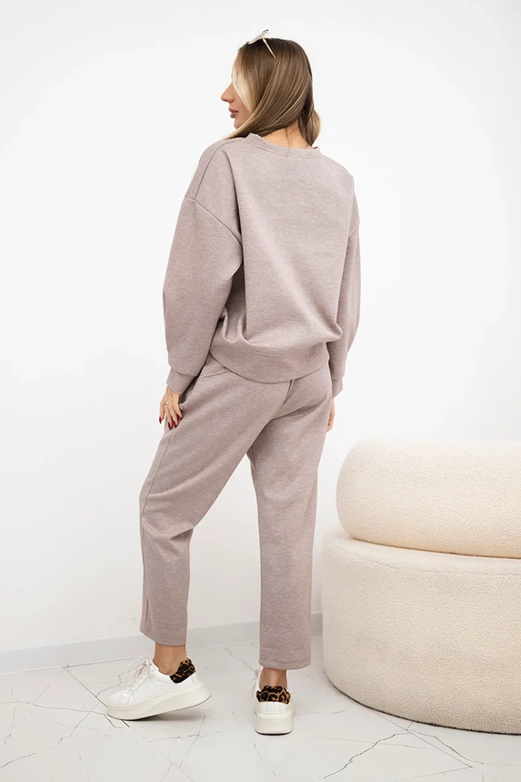 Set butterweicher Stoff Sweatshirt + Hose beige melange
