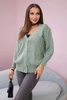 Buttoned sweater with wide sleeves dark mint