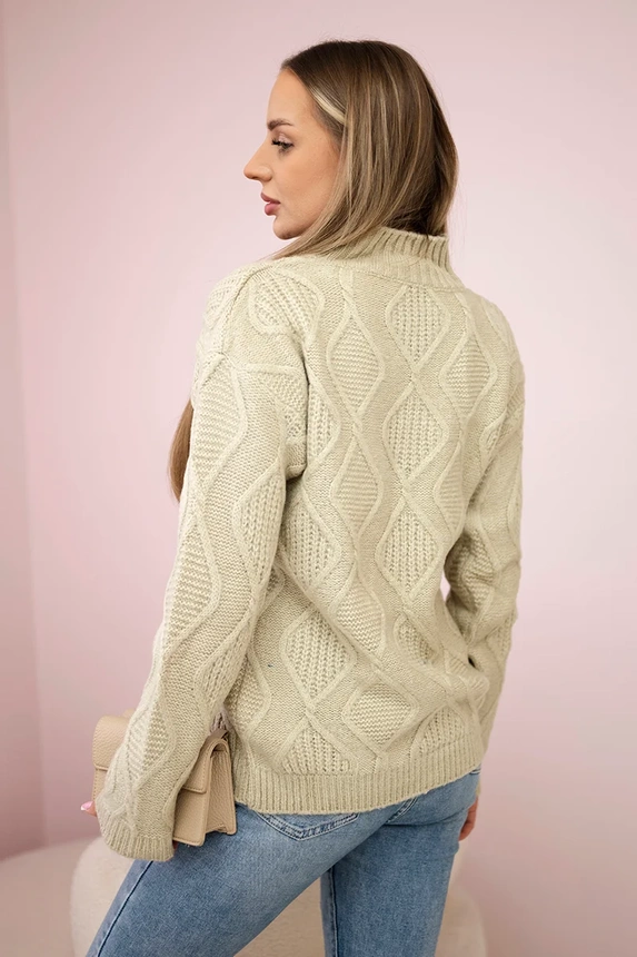 Pullover mit Zierbindung beige