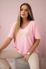 Sweater blouse with hearts light pink