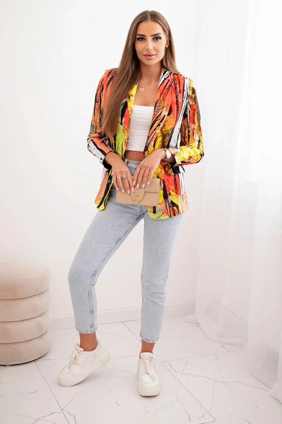 Cotton jacket with a colorful print camel