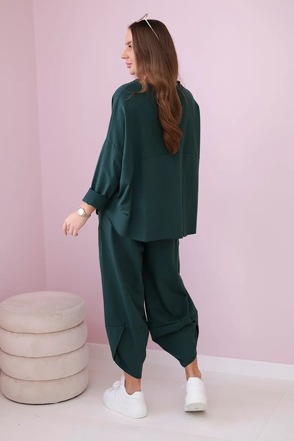 Cotton sweatshirt pants set dark green