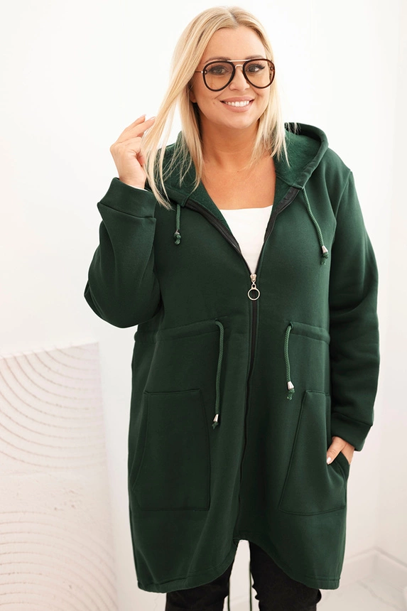 Women's insulated Plus Size hoodie with a V-neck brown