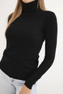 Women's viscose sweater with a turtleneck and long sleeves black