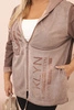 Women's Plus Size distressed hoodie with BKLYN print brown