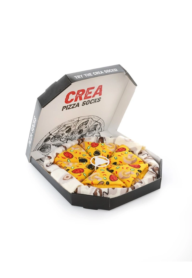 Skarpetki z nadrukiem pizzy – zestaw 4 par unisex w oryginalnym opakowaniu