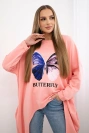 Bedruckte apricotfarbene Bluse in Übergröße