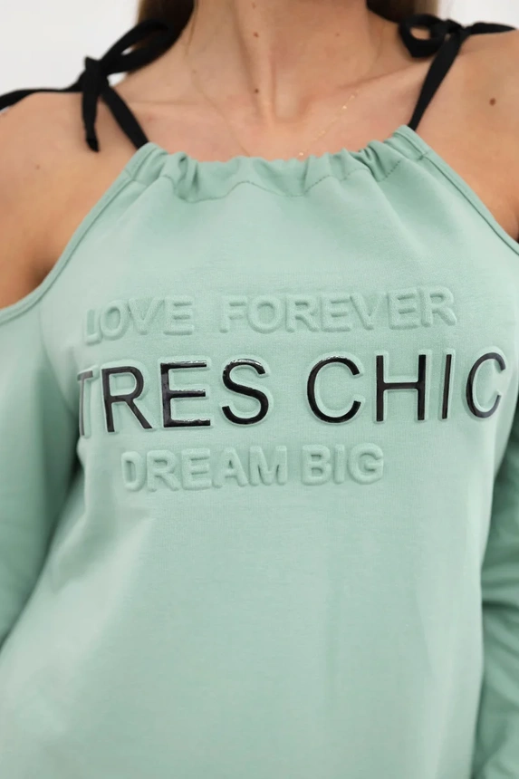 Tres Chic tamsiai mėtų spalvos suknelė