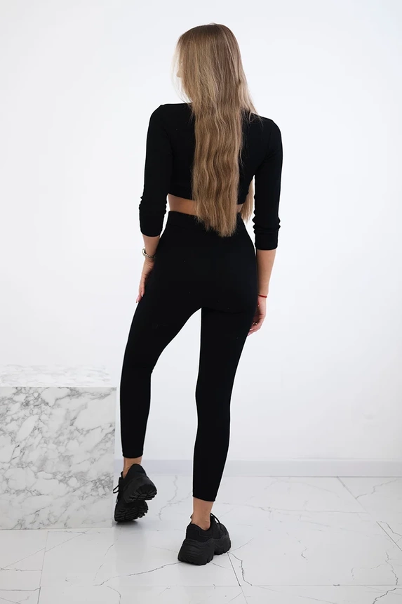 Gestreiftes Kurztop-Set schwarz