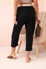 Women's linen cotton pants with a belt black