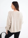 Damenpullover mit Wolle, zum Knöpfen, mit V-Ausschnitt, dunkel beige