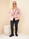 Bluza damska Plus Size sztruksowa z kapturem i zamkiem oversize ciemny pudrowy róż