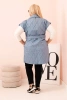 Women's Plus Size quilted vest with a belt and collar denim