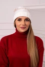 Czapka z polarem Monika K256 ciemny beżowy+ecru