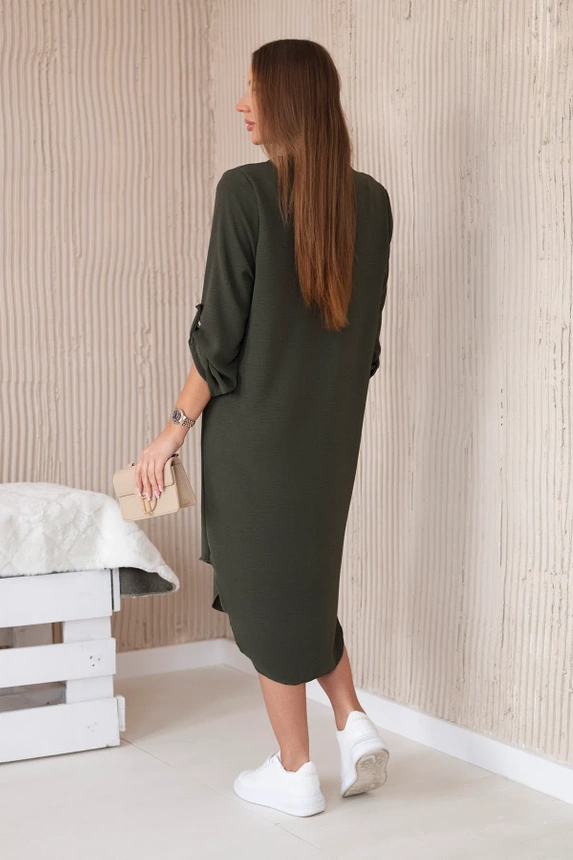 Kleid mit V-Ausschnitt khaki