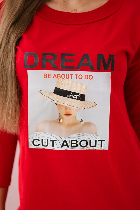 Šaty s potiskem Dream červené