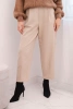 Women's high-waisted trousers with pleats beige