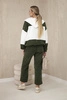 Ribbed velour set sweatshirt + trousers khaki