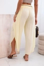 Women's viscose trousers with leg slit yellow