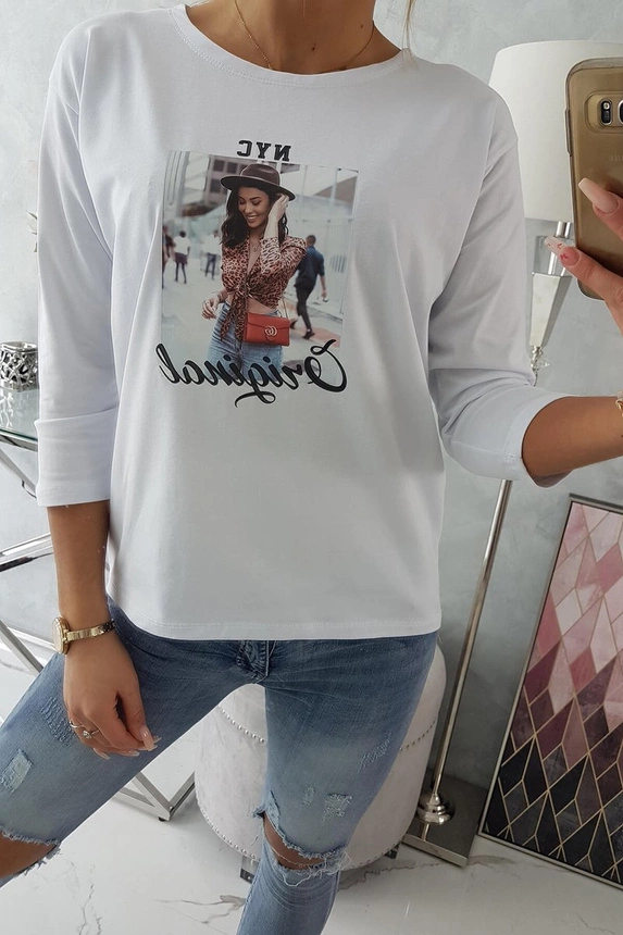 Blouse with print Original white