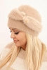 Damen Wintermütze flauschig mit Dekoration und Fell beige