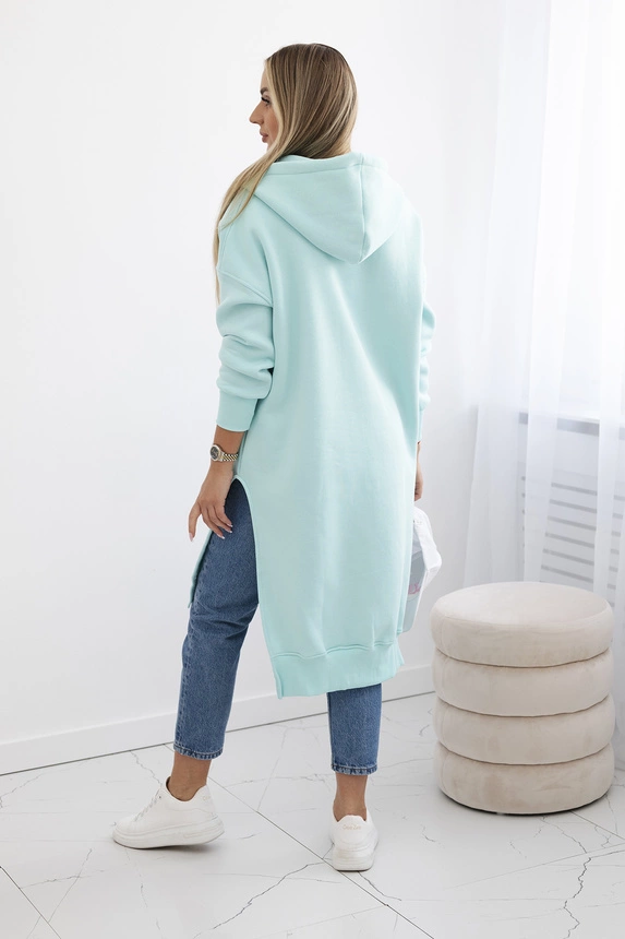 Insulated sweatshirt with slits on the sides mint