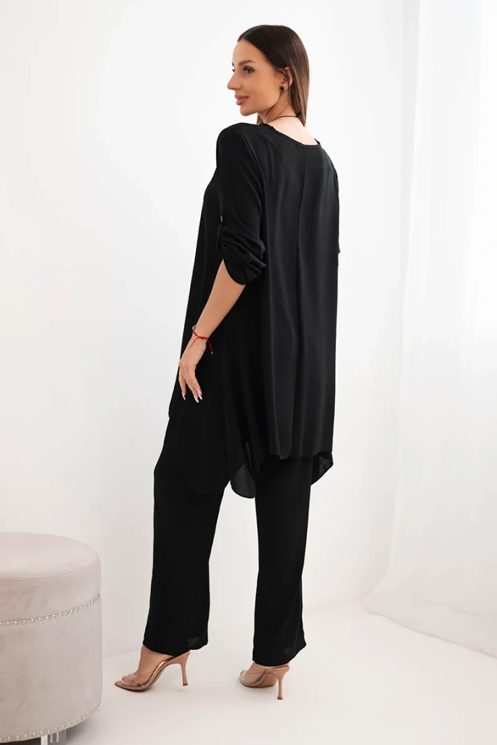 Set of blouse + pants with pendant black