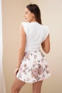 Women's viscose floral shorts with a tie at the waist powder pink