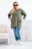 Dámská blůza Plus Size s delším zadním dílem a dlouhým rukávem khaki