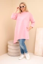 Dámska sukňa Plus Size z viskózy s voľným strihom a dlhým rukávom tmavý pudrový ruž