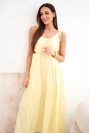Women's viscose dress with tie shoulder straps yellow