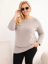 Dámsky sveter plus size s lodičkovým výstrihom Capuccino