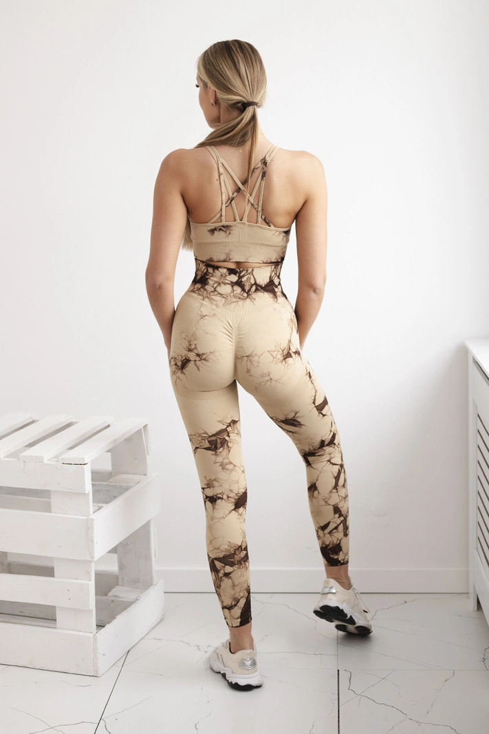 Fitness-Set Top + Leggings push up Kamel
