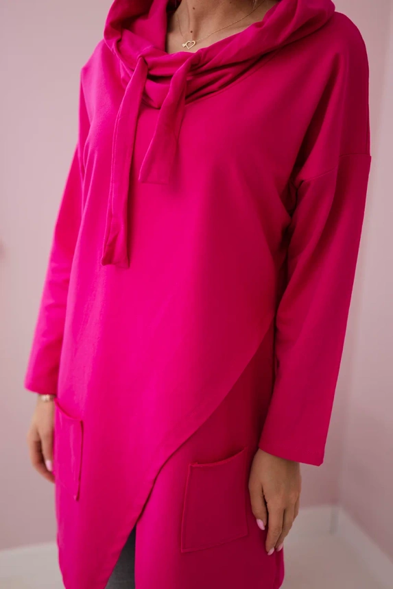 Oversize fuchsiová tunika s obálkovou přední částí