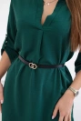 Kleid mit längerem Rücken und Gürtel Dunkelgrün