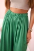 Women's wide viscose trousers with elastic waistband green