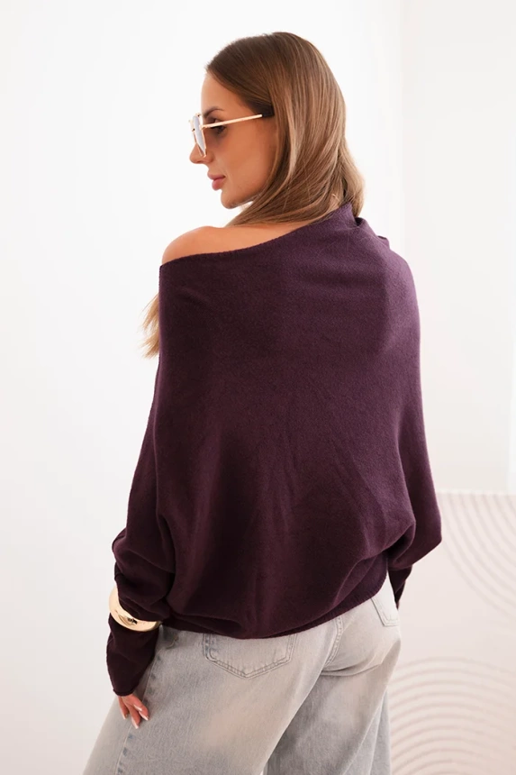 Women's asymmetrical batwing viscose sweater dark purple