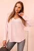 Women's sweater with viscose and a V-neck dark dusty pink