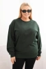 Damen Sweatshirt Plus Size aus Baumwolle Basic mit rundem Ausschnitt dunkelgrün