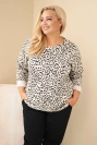Dámská halenka Plus Size s leopardím vzorem s delším zadním dílem béžová