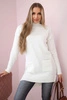 Sweater with stand-up collar ecru