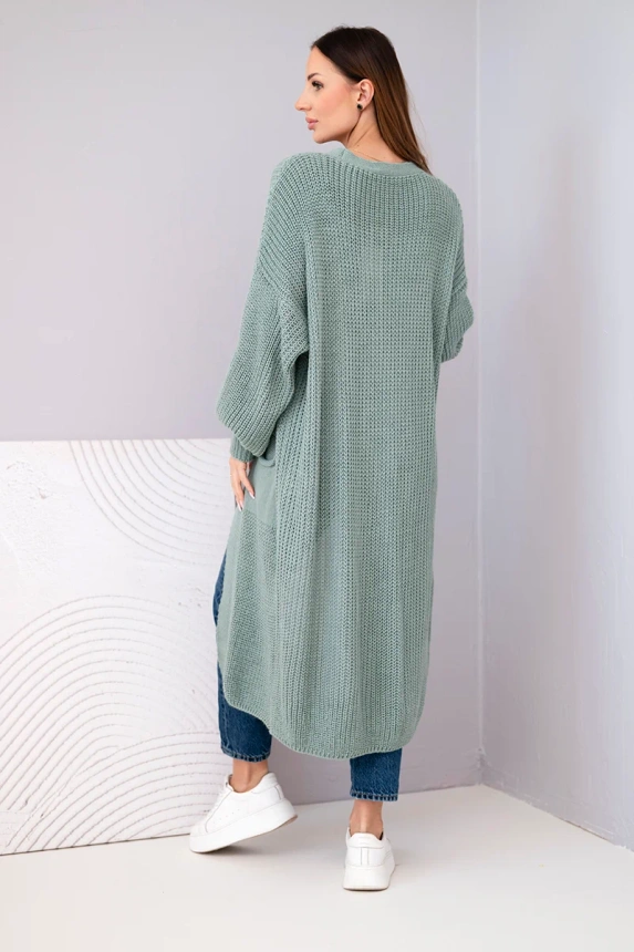 Sweater long cardigan dark mint