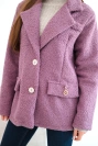Moteriška striukė iš minkšto avikailio su apykakle violetinė