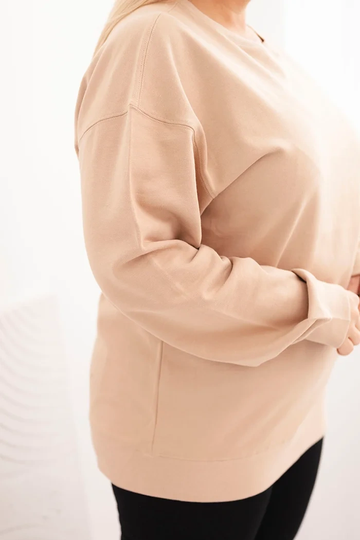 Damska pėtelinė palaidinė Plus Size medvilninė basic su apvaliu iškirpimu bežinė