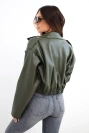Damen Bikerjacke aus Kunstleder mit Reißverschluss khaki