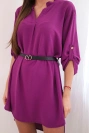 Kleid mit längerem Rücken und Gürtel dunkelviolett
